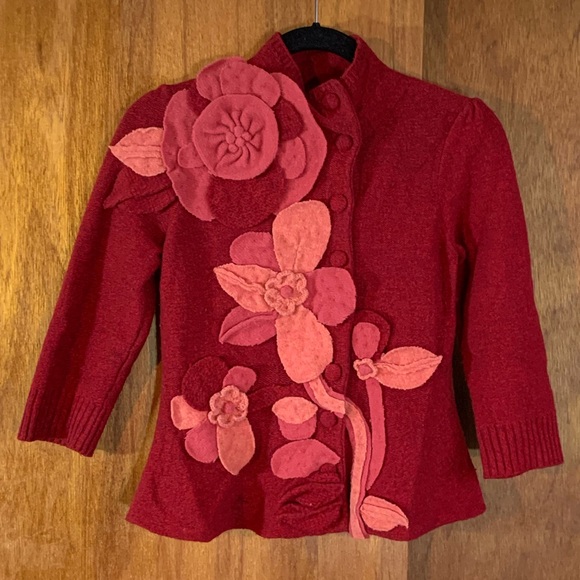 Anthropologie Sweaters - Sleeping on Snow Floral Embellishments Sweater Sz S